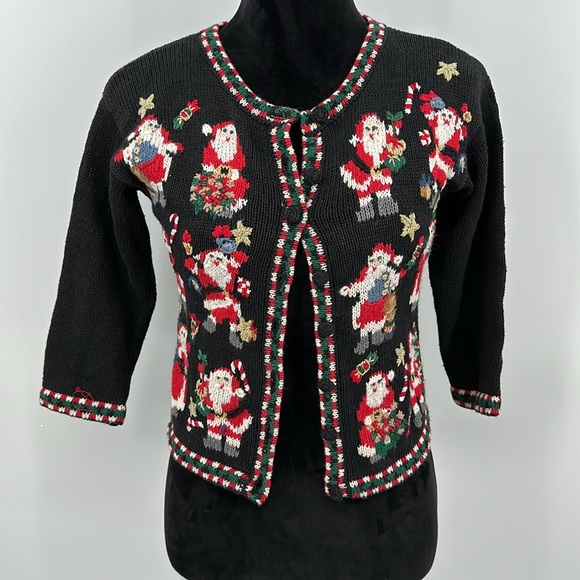 Heirloom Collectibles Vintage Christmas sweater size 6 small Santa knit design - Picture 2 of 6